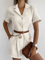Button-Front Short Sleeve Romper