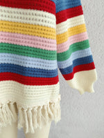 Tassel Rainbow Striped Long Sleeve Sweater