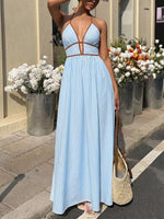 Striped Halter Neck Maxi Dress