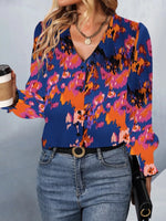Printed Button Up Long Sleeve Shirt