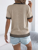 Round Neck Short Sleeve Knit Top