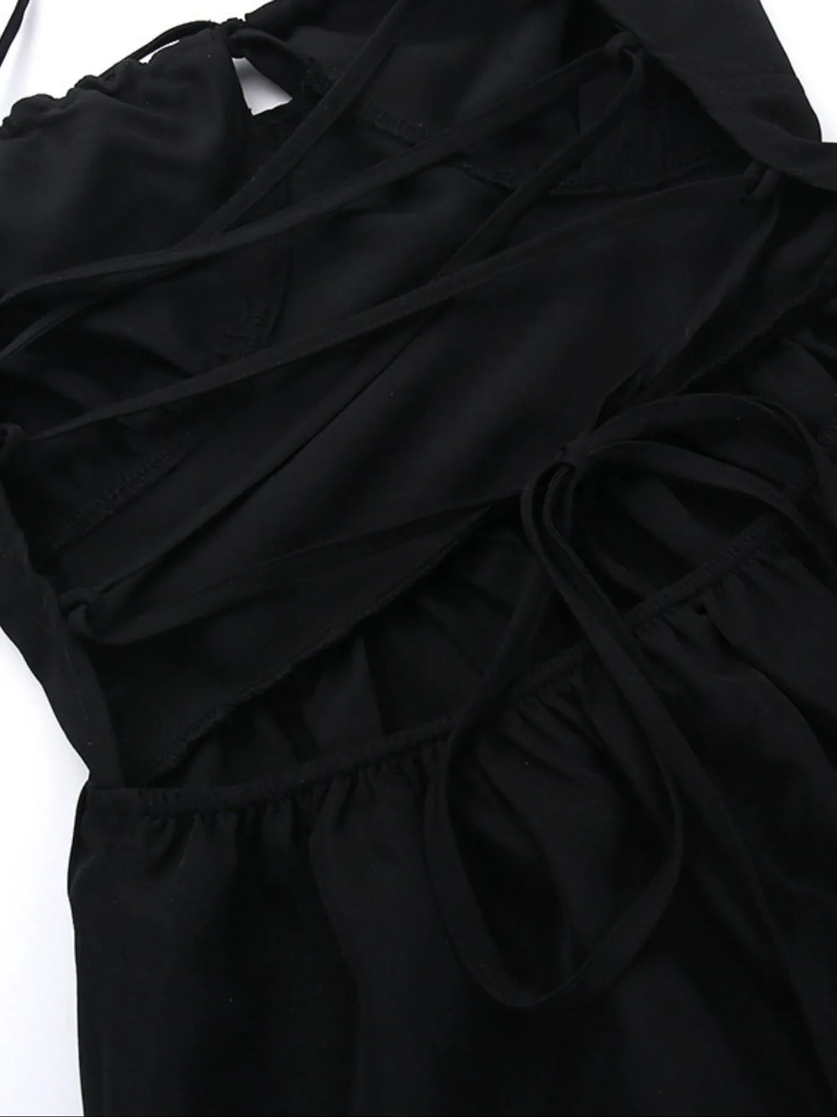Tiered Lace Up Spaghetti Straps Maxi Dress