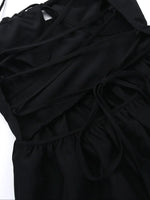 Tiered Lace Up Spaghetti Straps Maxi Dress