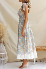 Printed Tie Shoulder Midi Cami Dress