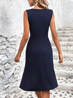 Ruched Sleeveless A-Line Dress