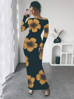 Floral Print One Shoulder Maxi Dress