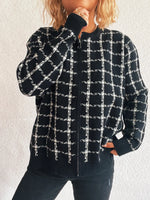Plaid Pattern Zip Up Cardigan