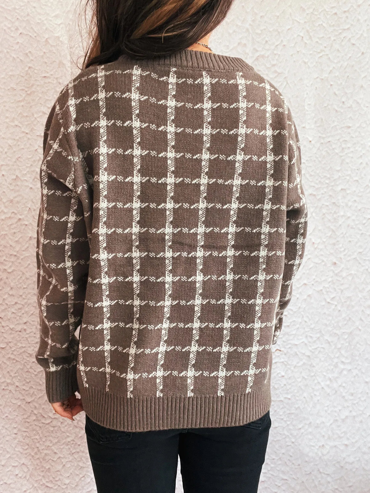 Plaid Pattern Zip Up Cardigan