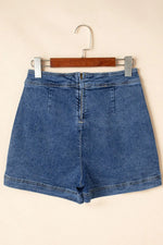 Asymmetrical Denim Skort with Pockets