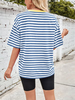 Contrast Striped Round Neck T-Shirt