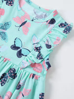 Children's Butterfly Print Ruffle Sleeve Dress