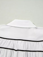 Elegant Contrast Bow-Tie Ruffle Blouse