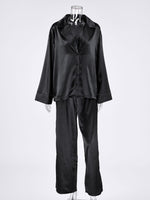 Long Sleeve Top and Wide Leg Pants Lounge Set