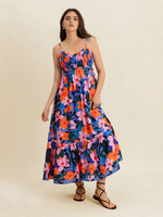 Smocked Back Ruffled Hem Printed Cami Dress