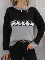 Color Block Houndstooth Sweater