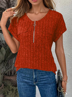 Zip-Front Short Sleeve T-Shirt