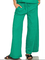 Zenana Cotton Slub Short Sleeve Tee and Pants Set