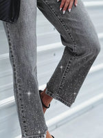 Rhinestone Embellished Cropped Jeans