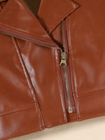 Children's Faux Leather Jacket & Pleated Skirt Set