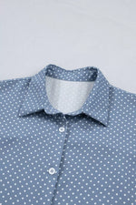 Dotted Print Cuffed Short Sleeve Shirt