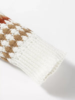 Stripe Eyelet Patterned Drop Shoulder Sweater