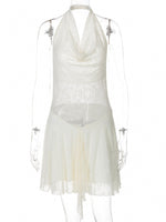 Halter Neck Asymmetrical Hem Mini Dress