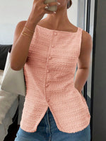 Textured Button-Front Tank