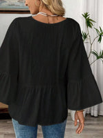 V-Neck Bell Sleeve Blouse