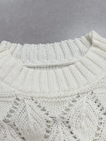 Crochet Ruffled Hem Long Sleeve Sweater