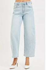RISEN High Rise Crop Barrel Jeans