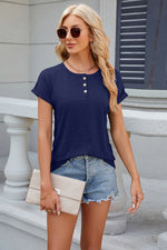 Round Neck Rolled Short Sleeve T-Shirt
