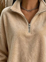 Full Size Quarter-Zip Fleece Sweatshirt Plus Size