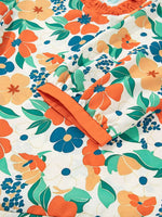 Frilled V Neck Floral Print Blouse