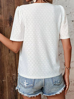 Eyelet Lace Detail Short Sleeve Blouse