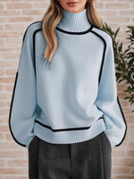 Contrast Trim Turtleneck Sweater