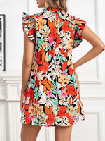 Floral Ruffle Sleeve Summer Dress