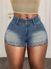 Studded High-Waisted Denim Shorts