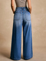 High-Waisted Wide-Leg Pocket Jeans
