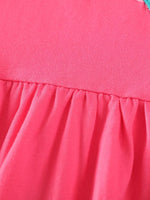 Children's Bird Applique Pocket Ruffle Sleeve Dress