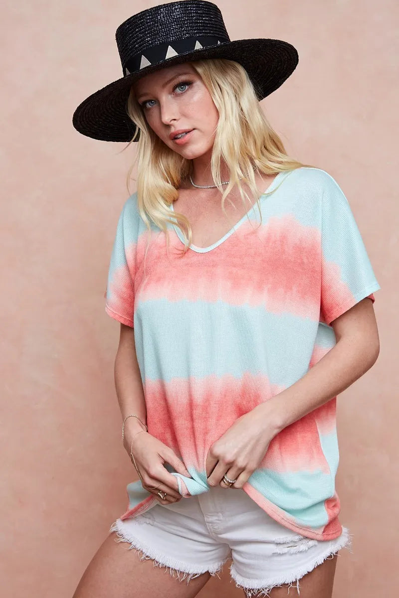BiBi Tiedye Printed Hacci Knit Top