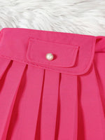 Children's Floral Applique Tank Top & Pleated Skirt Set