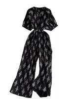 Printed Short Sleeve Wide Leg Jumpsuit