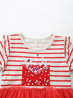 Children's Striped Short Sleeve Tulle Dress