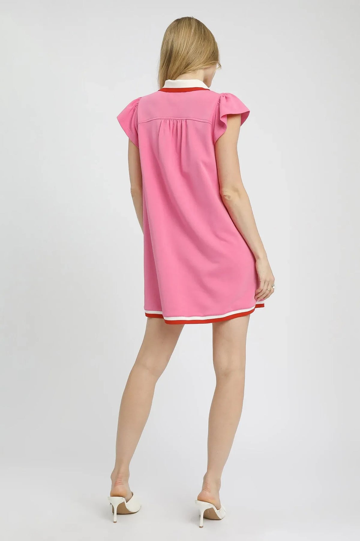 Umgee Contrast Trim Cap Sleeve Mini Dress