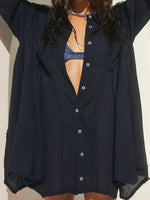 Textured Button-Down Shirt Dress