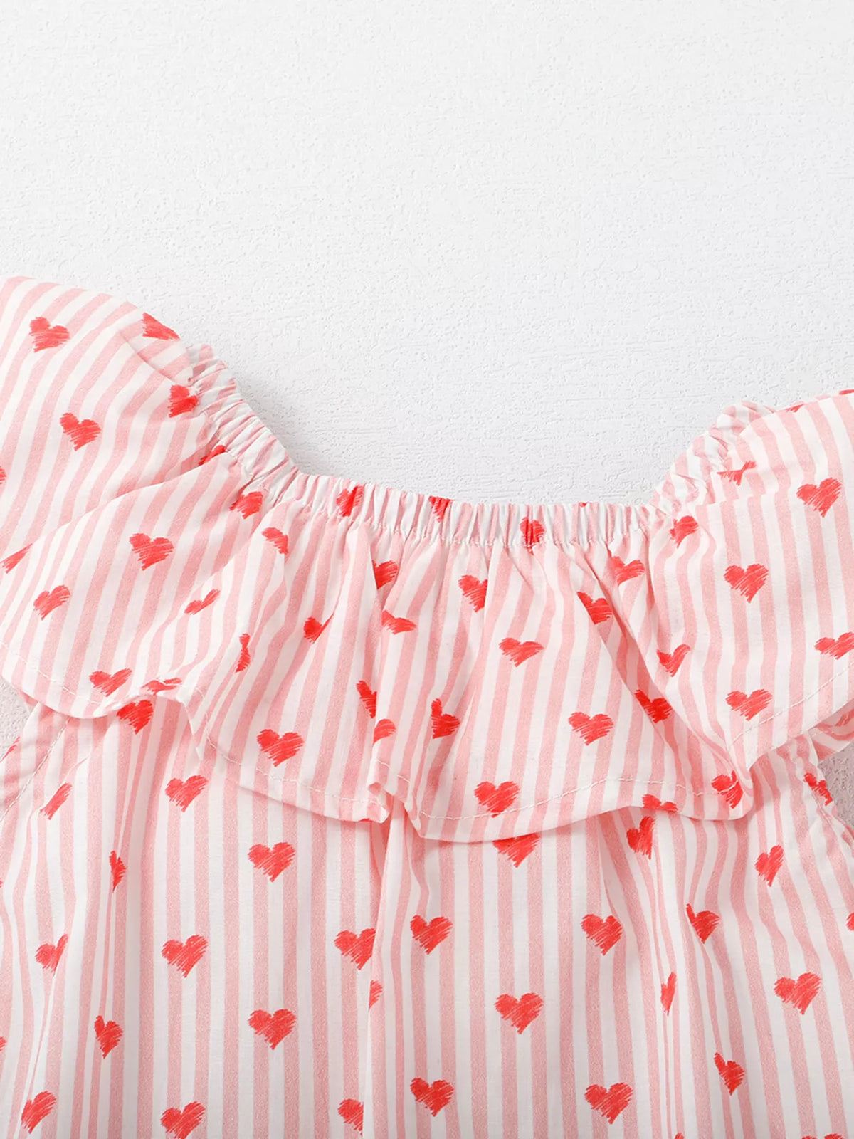 Children's Heart Print Ruffle Trim Dress