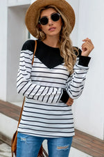 Striped Round Neck Long Sleeve T-Shirt