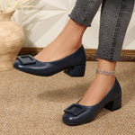 Buckle Block Heel Pumps