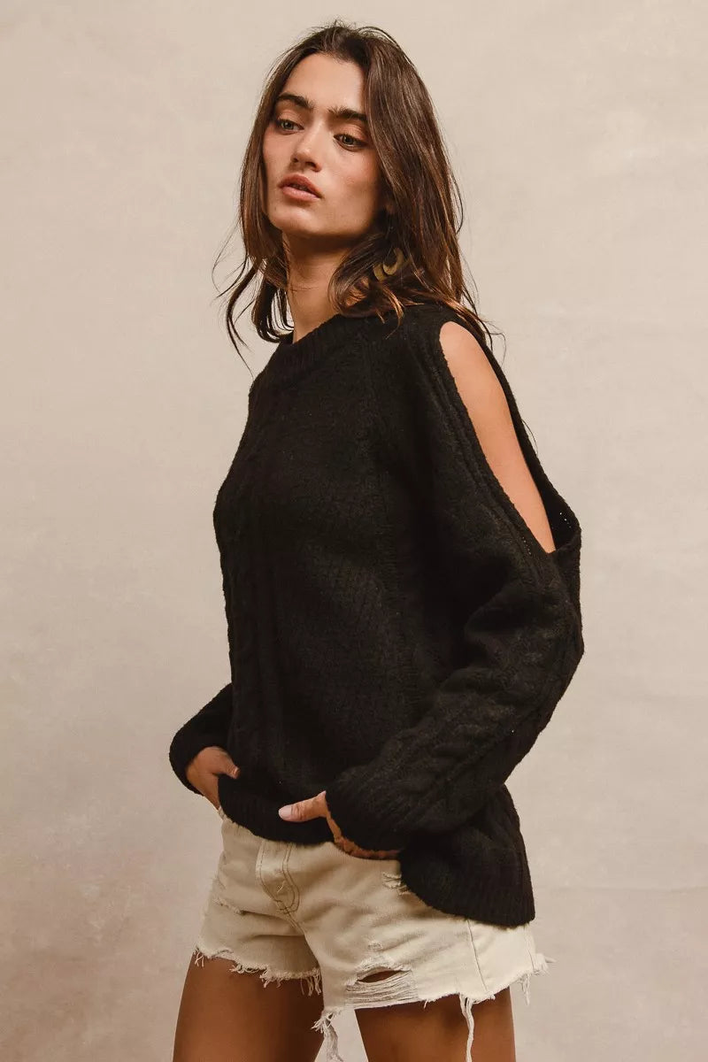 BiBi Twist Knitted Open Shoulder Sweater