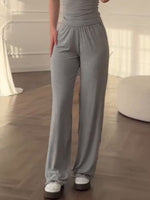 Full Size Round Neck Top and Wide Leg Pants Set Plus Size